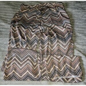 Handmade Women's Casual Pants Wide Leg Waist 30‎ Brown Geometric Zig Zag